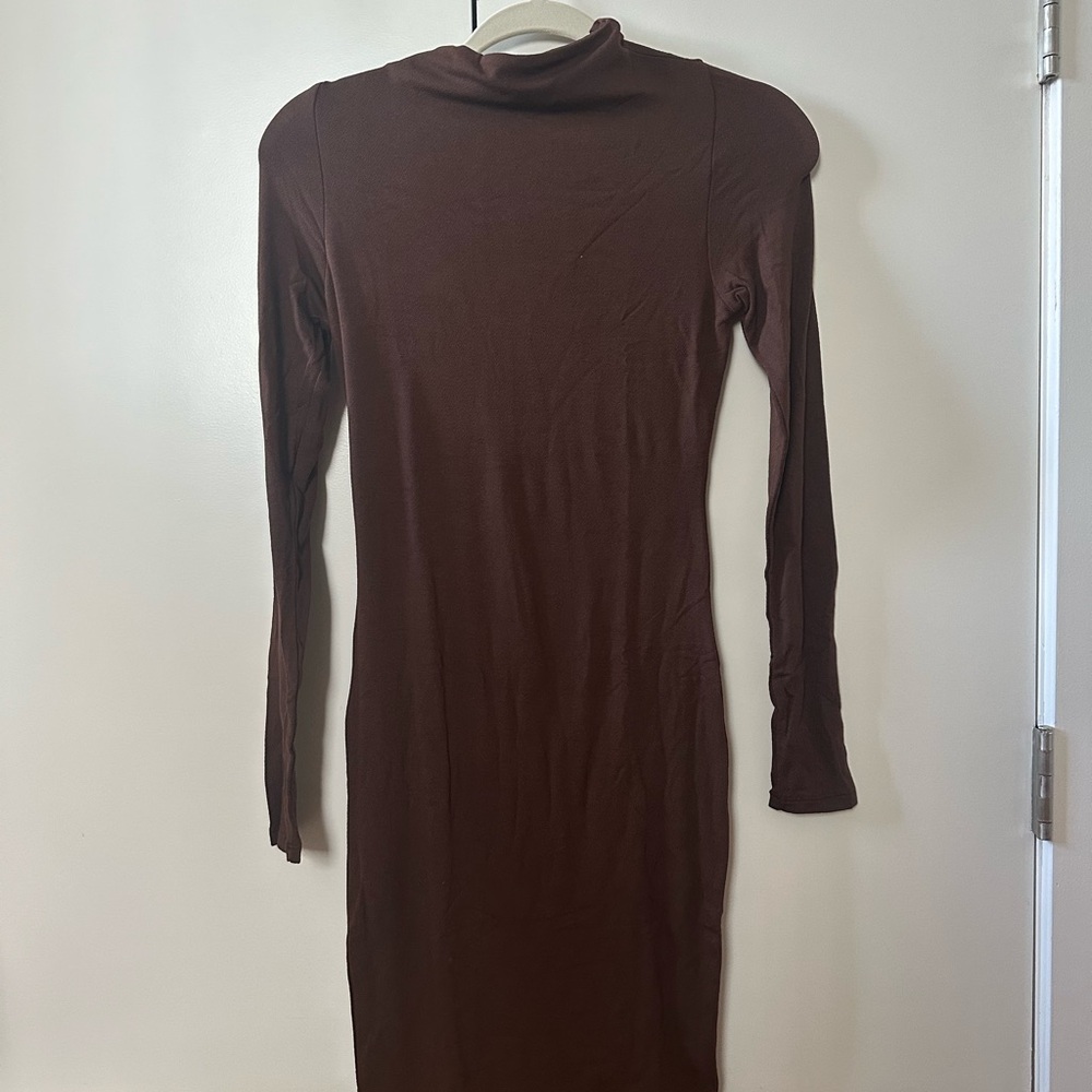 Naked Wardrobe Brown Long Sleeve Dress